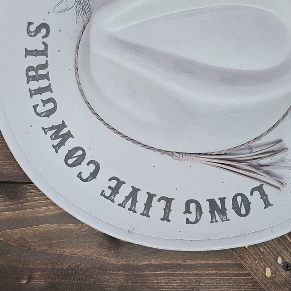 NWT Grey Engraved Barrel Racing Fedora Hat - Picture 3 of 3